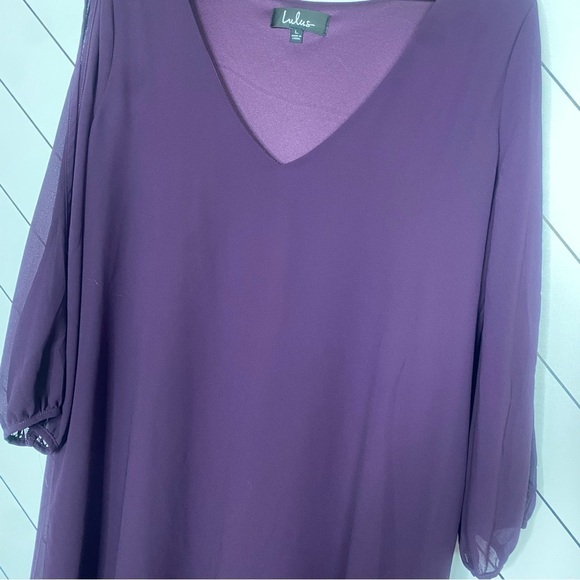 Lulus Purple Shift Dress with Split Sleeves - Size Large - Picture 8 of 8